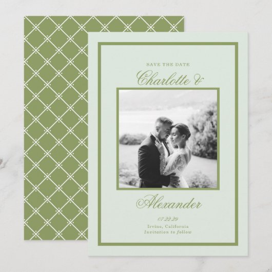 Moss Green Estate Wedding Save the Date Einladung (Vorne/Hinten)
