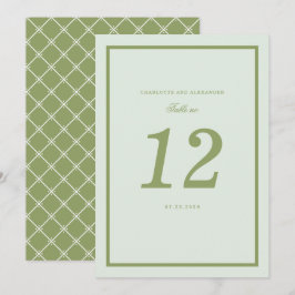Moss Green Estate Wedding Table Number Card Einladung