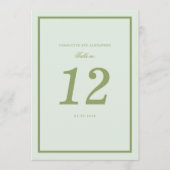 Moss Green Estate Wedding Table Number Card Einladung (Vorderseite)