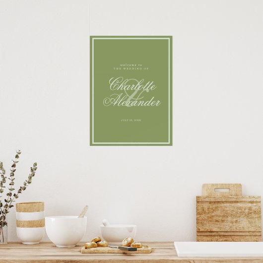 Moss Green Estate Wedding Welcome Sign Poster (Küche)