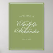 Moss Green Estate Wedding Welcome Sign Poster (Vorne)