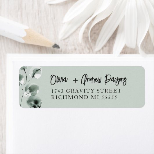 Moss Green Eucalyptus Hand Letter Script-Adresse (Insitu)