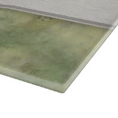 Moss Green Feather Pattern mit grauem Monogramm Schneidebrett (Ecke)