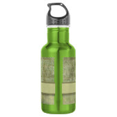 Moss Green Feather Pattern mit Monogramm Edelstahlflasche (Rückseite)