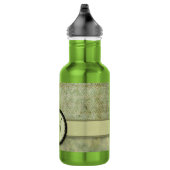 Moss Green Feather Pattern mit Monogramm Edelstahlflasche (Rechts)
