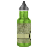 Moss Green Feather Pattern mit Monogramm Edelstahlflasche (Links)