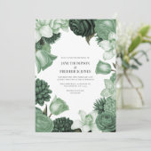 Moss Green, Fern Mist & Pale Pistachio Wedding Einladung (Stehend Vorderseite)