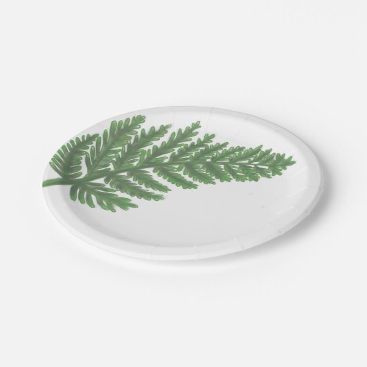Moss Green Fern Pappteller (Schrägansicht)