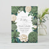 Moss Green, Fern Soft & Antique Cream Wedding Einladung (Stehend Vorderseite)