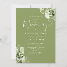 Moss Green Floral Greenerity QR Code Wedding