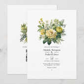 Moss Green Floral Wedding Einladung (Vorne/Hinten)
