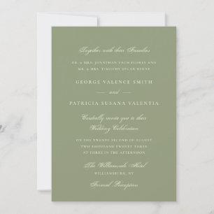Moss Green Formal Calligraphy Elegant Wedding Einladung