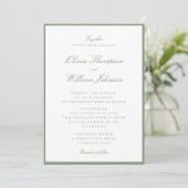 Moss Green Framed Wedding Invitation Einladung (Stehend Vorderseite)