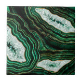 Moss Green Geode and Crystals Digital Art Fliese (Vorderseite)