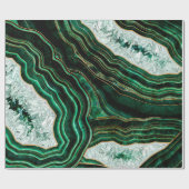 Moss Green Geode and Crystals Digital Art Geschenkpapier (Flach)