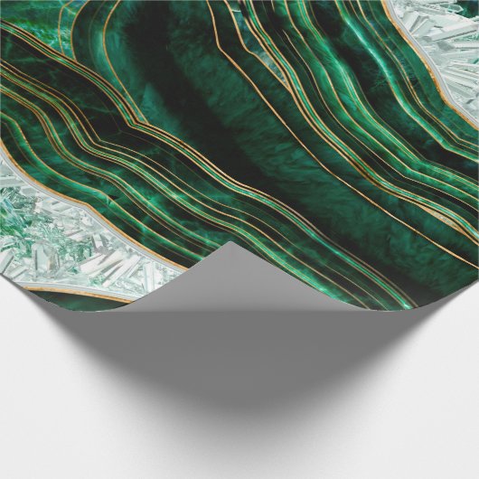 Moss Green Geode and Crystals Digital Art Geschenkpapier (Ecke)