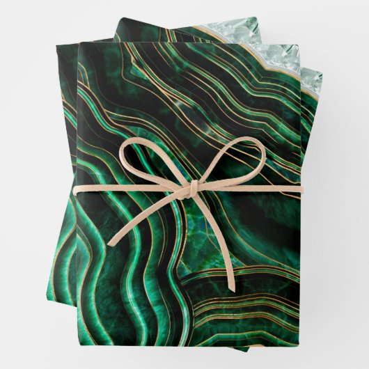 Moss Green Geode and Crystals Digital Art Geschenkpapier Set (Beispiel)