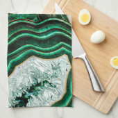 Moss Green Geode and Crystals Digital Art Geschirrtuch (Viertel Falte)