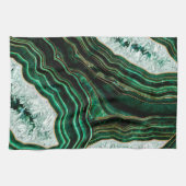Moss Green Geode and Crystals Digital Art Geschirrtuch (Horizontal)