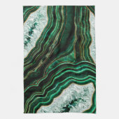 Moss Green Geode and Crystals Digital Art Geschirrtuch (Vertikal)