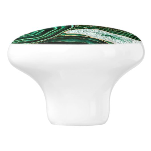 Moss Green Geode and Crystals Digital Art Keramikknauf (Seitenansicht)