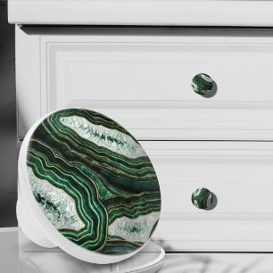 Moss Green Geode and Crystals Digital Art Keramikknauf