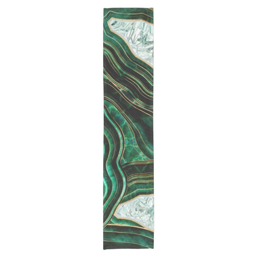 Moss Green Geode and Crystals Digital Art Kurzer Tischläufer (Vorderseite)
