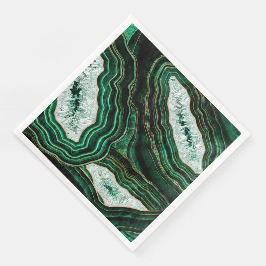 Moss Green Geode and Crystals Digital Art Serviette (Ecke)