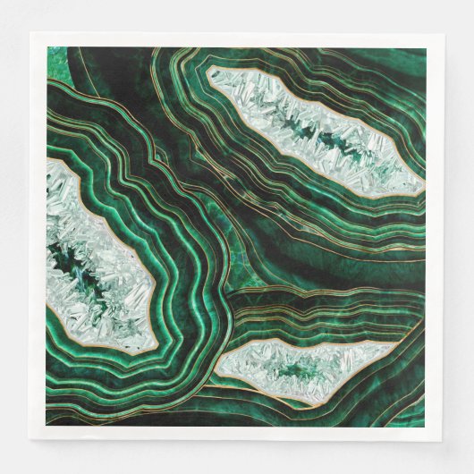 Moss Green Geode and Crystals Digital Art Serviette (Vorderseite)
