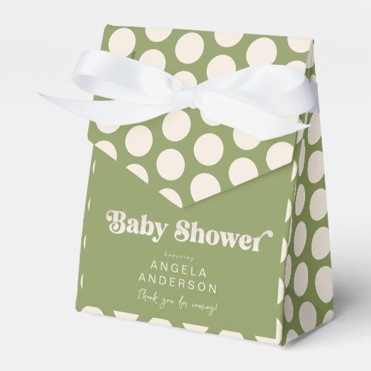 Moss Green Geometric Baby Dusche Vielen Dank Geschenkschachtel (Vorderseite)
