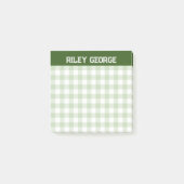 Moss Green Gingham Varsity Letters Name Post-it Klebezettel (Vorderseite)