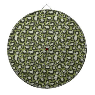 Moss Green Glamour Leopard Spots Tierdruck Dartscheibe