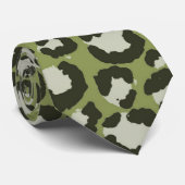 Moss Green Glamour Leopard Spots Tierdruck Krawatte (Gerollt)