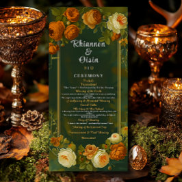 Moss Green & Gold Woodland Druid Hills Wedding Programm