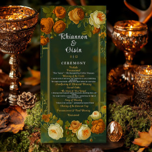 Moss Green & Gold Woodland Druid Hills Wedding Programm