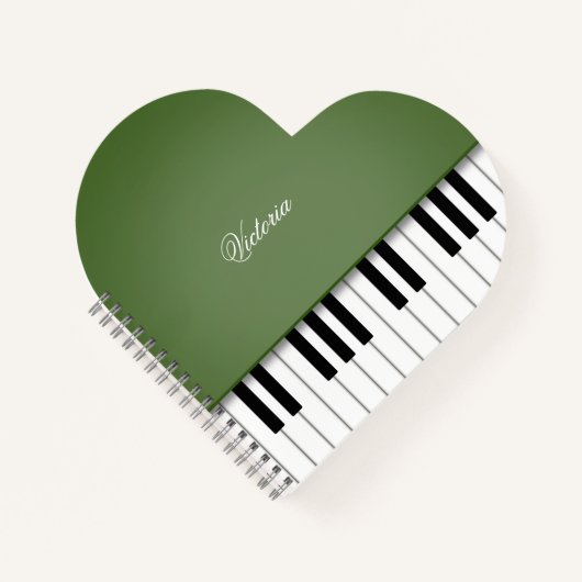 Moss Green Grand Piano Music Keyboard Custom Notizblock (Vorderseite)