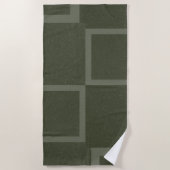 Moss Green Grid Block Custom Beach Handtuch (Vorderseite)