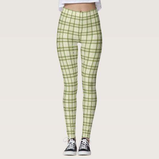 Moss Green Kariert Leggings (Vorderseite)