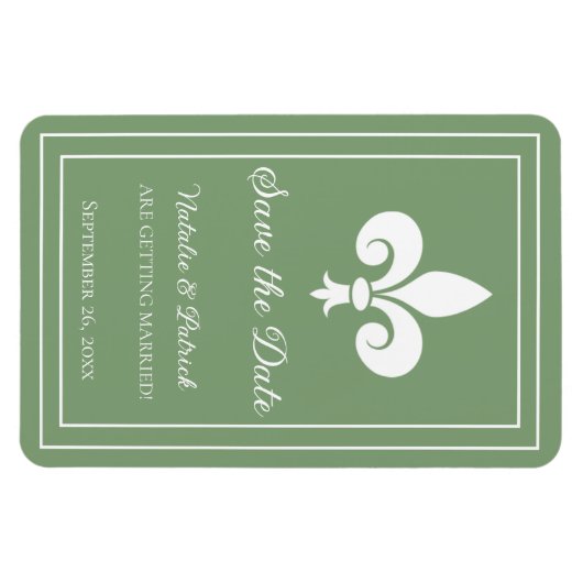 Moss Green Lilie Save the Date Magnet (Horizontal)