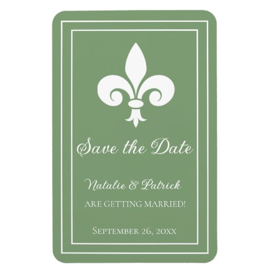 Moss Green Lilie Save the Date Magnet (Vertikal)