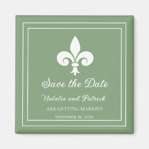 Moss Green Lilie Save the Date Magnet