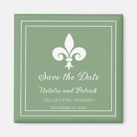 Moss Green Lilie Save the Date Magnet (Vorne)