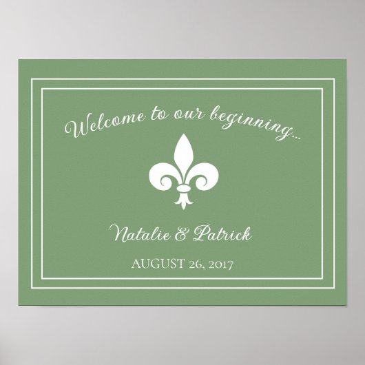 Moss Green Lilie Wedding Poster (Vorne)
