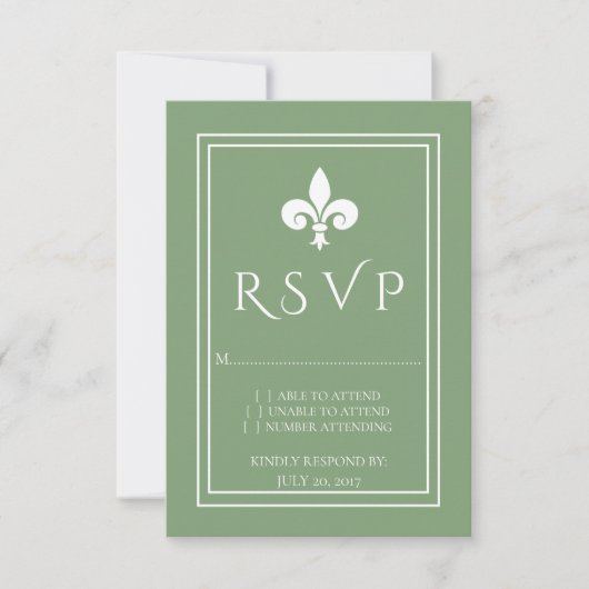 Moss Green Lilie Wedding RSVP Card (Vorderseite)