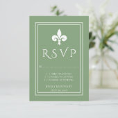 Moss Green Lilie Wedding RSVP Card (Stehend Vorderseite)
