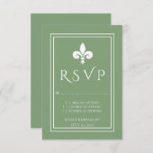 Moss Green Lilie Wedding RSVP Card (Vorne/Hinten)