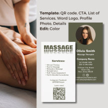 Moss Green Massage Therapeutic Business Card