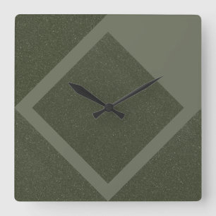 Moss Green Minimal Diamond Wall Clock Quadratische Wanduhr
