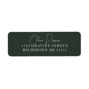 Moss Green Modern Minimal Scripted Address Label