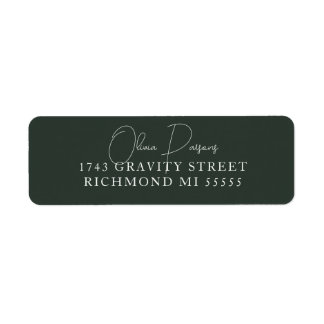 Moss Green Modern Minimal Scripted Address Label